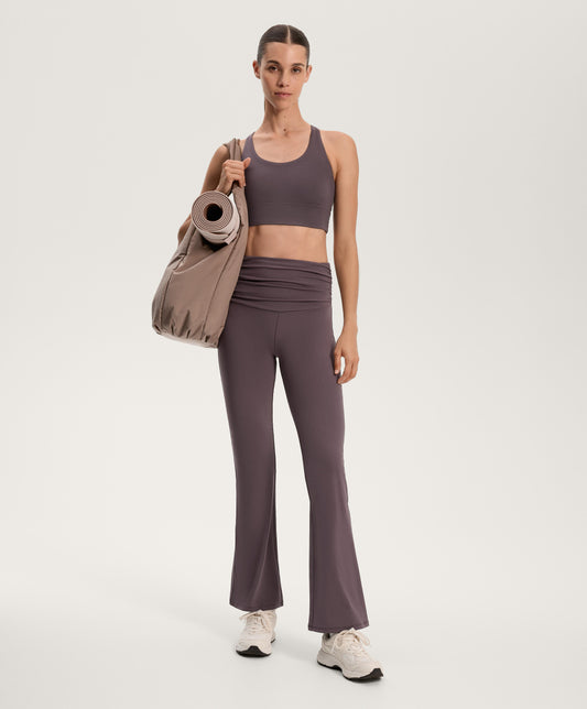 High-rise Comfortlux ruched waist flare trousers