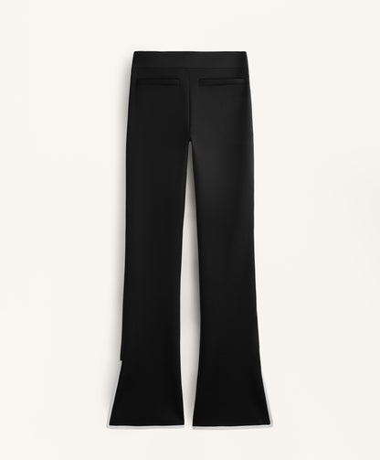 Contrast neoprene effect flare trousers