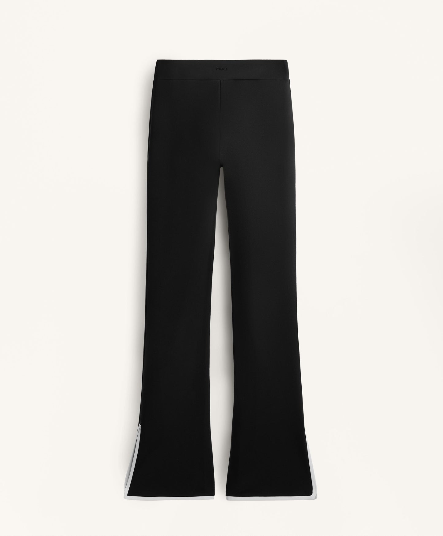 Contrast neoprene effect flare trousers