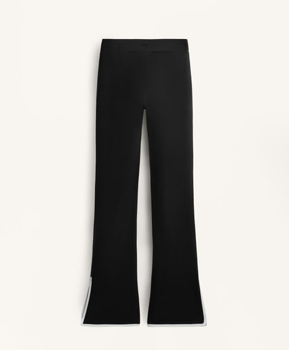 Contrast neoprene effect flare trousers