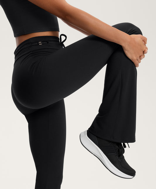 High-rise Comfortlux belted flare trousers