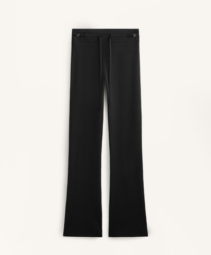 High-rise Comfortlux belted flare trousers