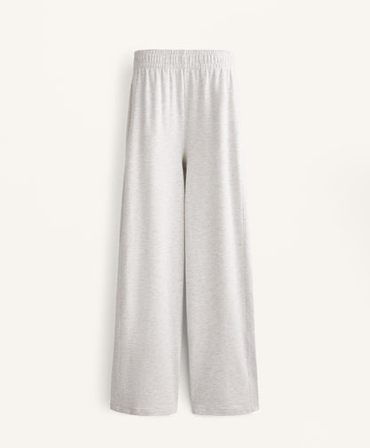 Wide leg trousers with rib detail in cotton and modal