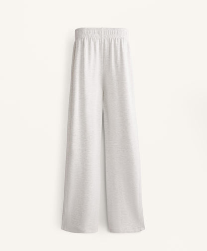 Wide leg trousers with rib detail in cotton and modal