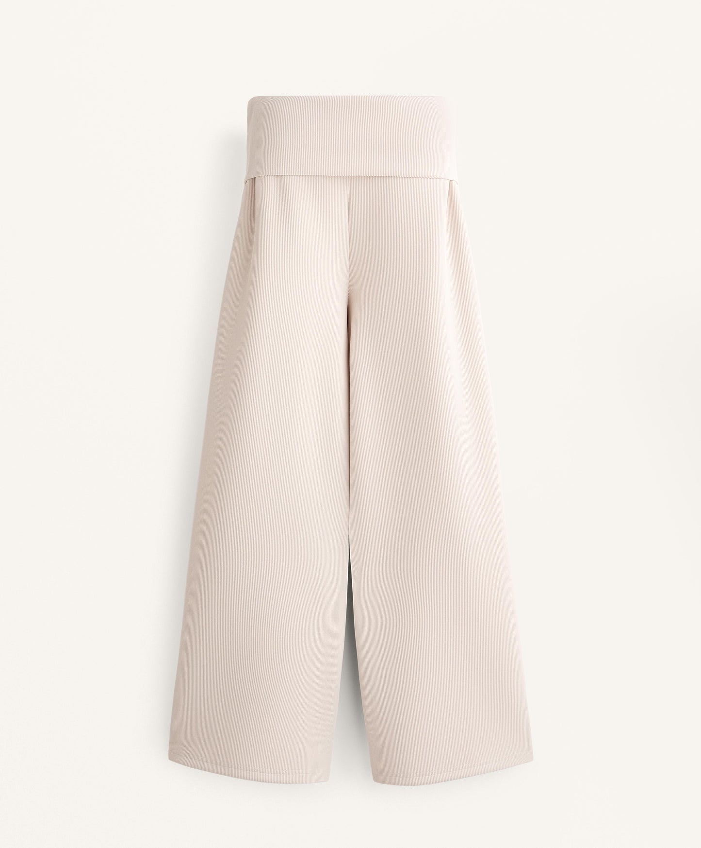 Wide-leg rib trousers with turn-up waist 29% modal