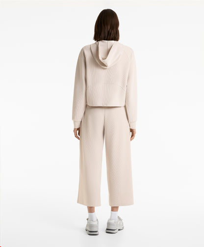 Wide-leg rib trousers with turn-up waist 29% modal
