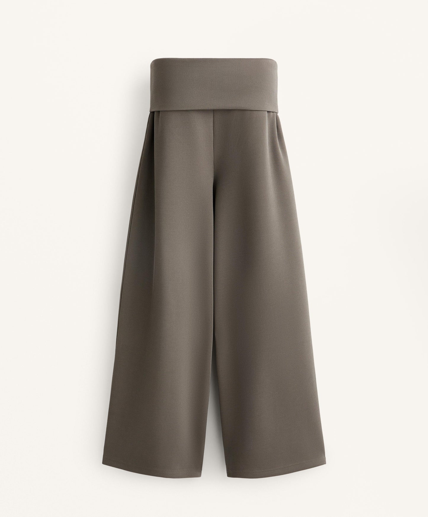 Wide-leg rib trousers with turn-up waist 29% modal