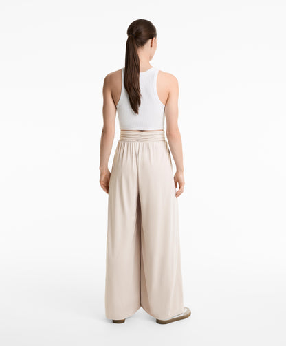Extra wide flowing trousers with V-waistband in modal