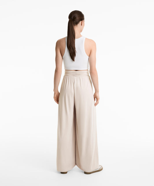 Extra wide flowing trousers with V-waistband in modal