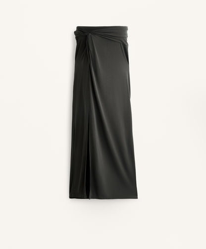 Flowy tie midi skirt with modal