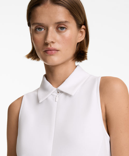 Piqu¨¦ polo neck long jumpsuit with modal