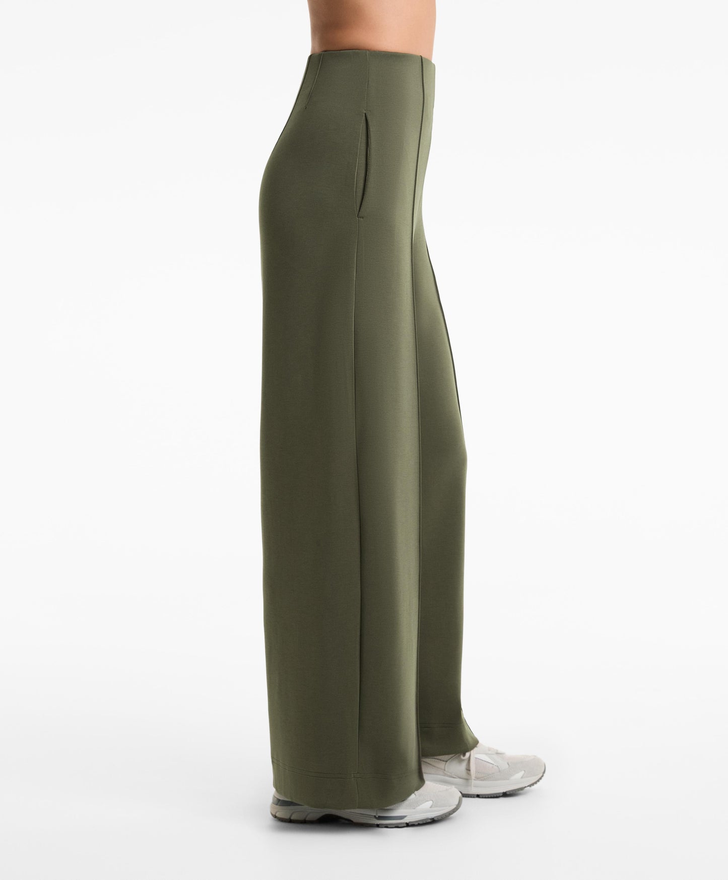 Straight-leg soft-touch modal trousers with crease