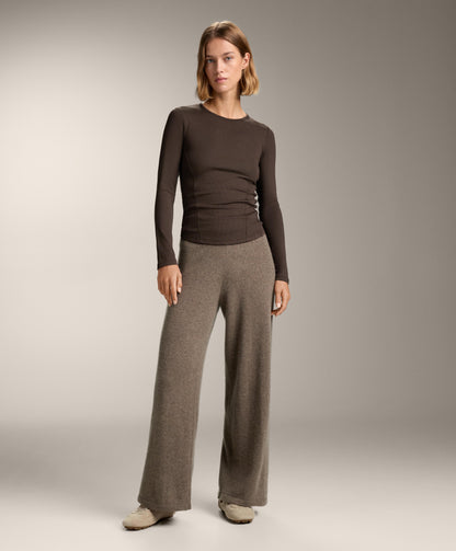 Straight leg 100% cashmere trousers