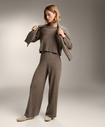 Straight leg 100% cashmere trousers