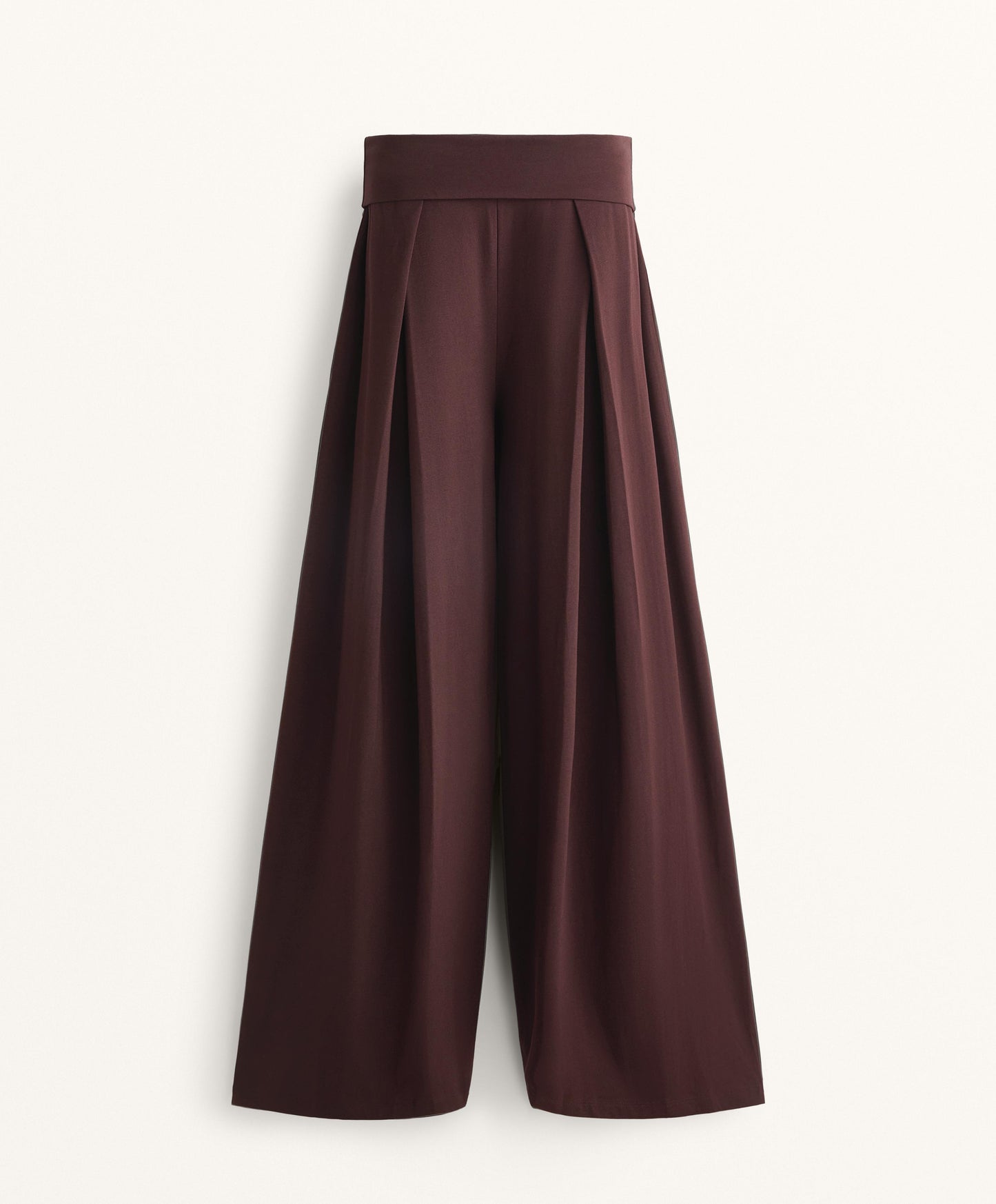 Straight-leg turn-up waist trousers with cotton blend