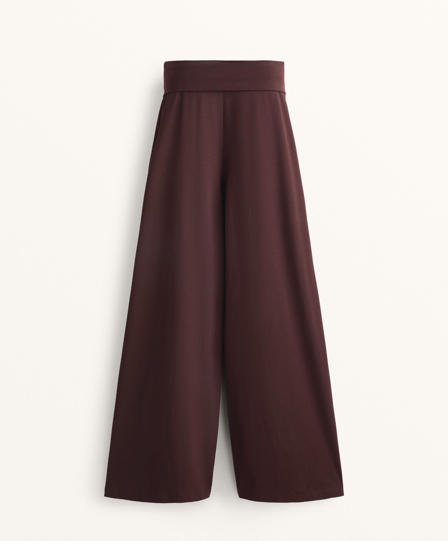Straight-leg turn-up waist trousers with cotton blend