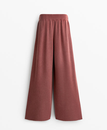 Washed knit straight leg trousers