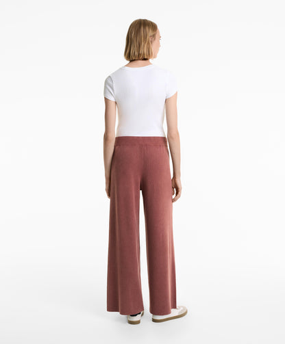 Washed knit straight leg trousers