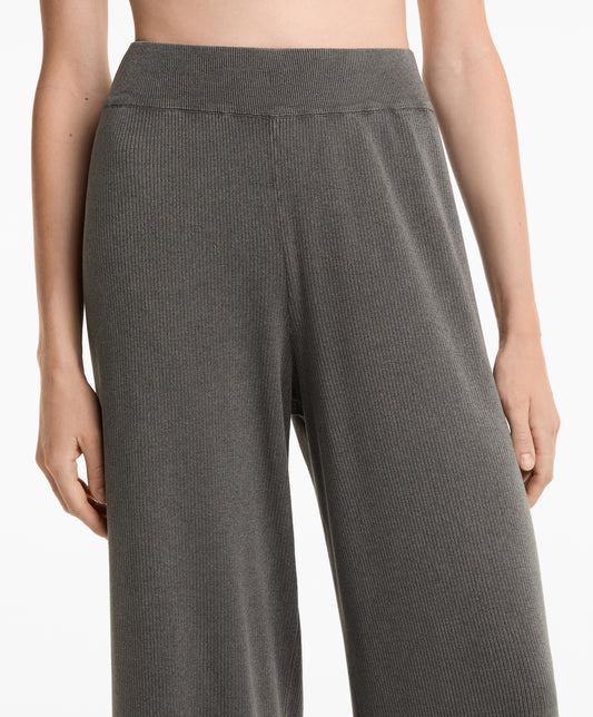 Washed knit straight leg trousers