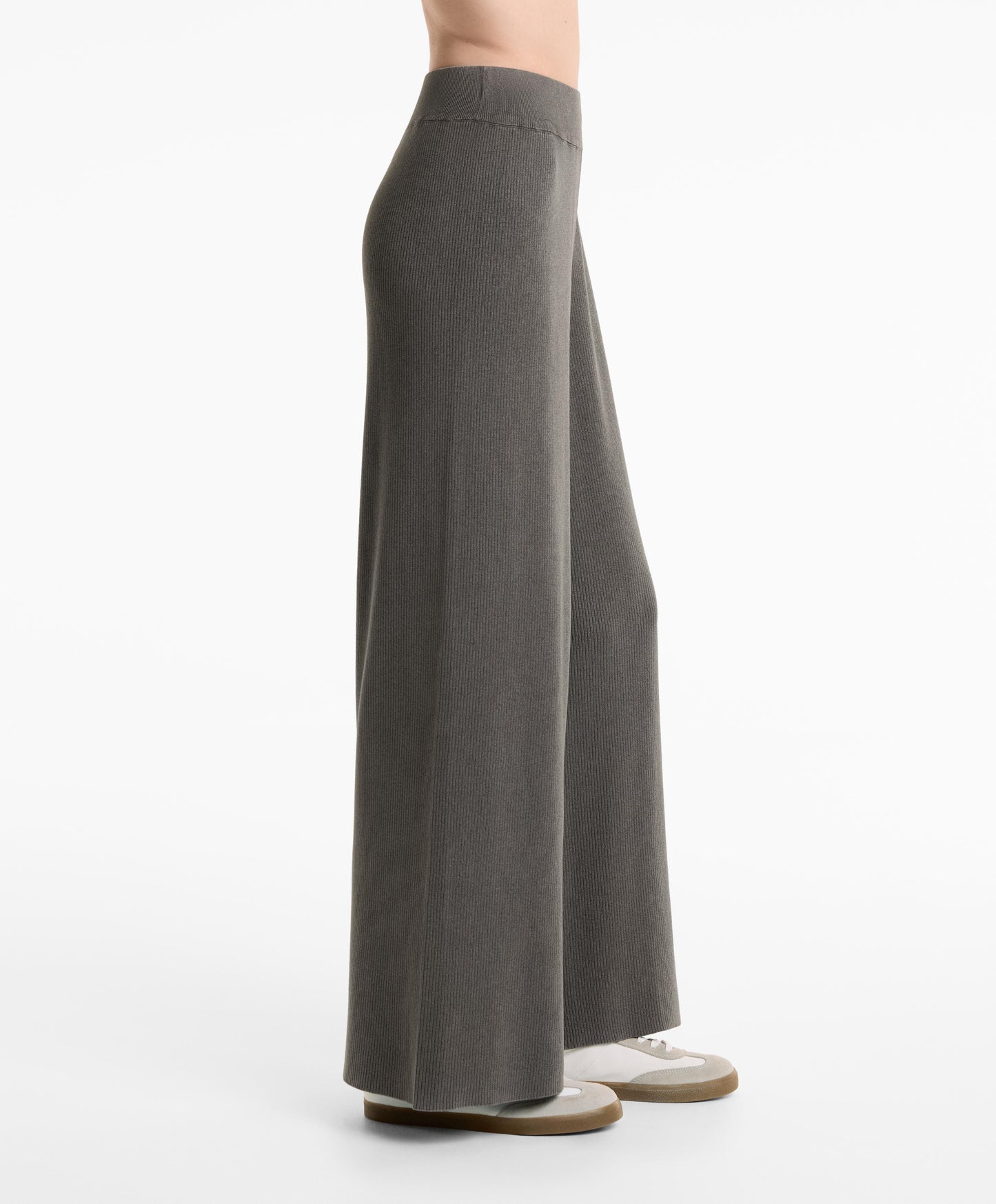 Washed knit straight leg trousers