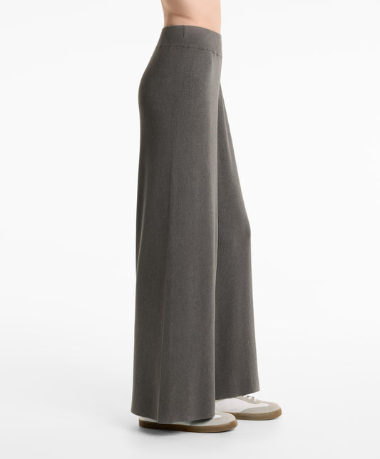 Washed knit straight leg trousers