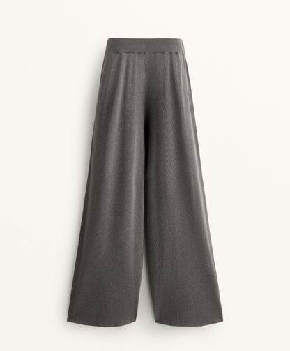 Washed knit straight leg trousers