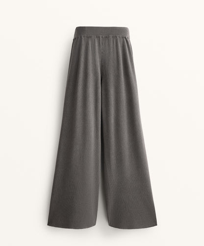 Washed knit straight leg trousers
