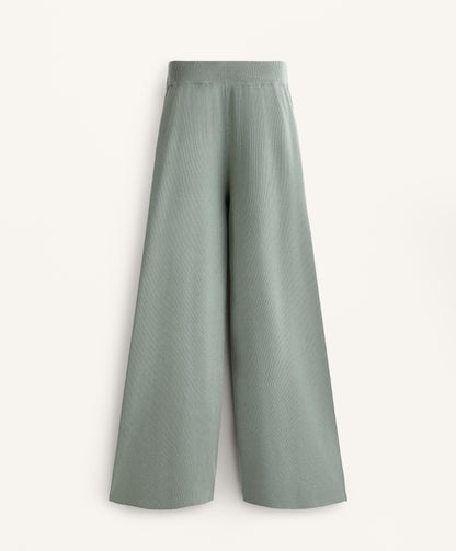 Washed knit straight leg trousers