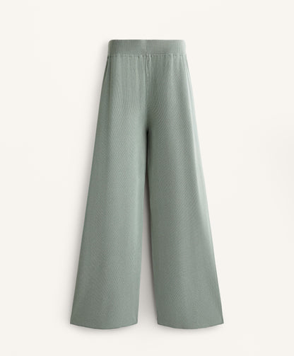 Washed knit straight leg trousers