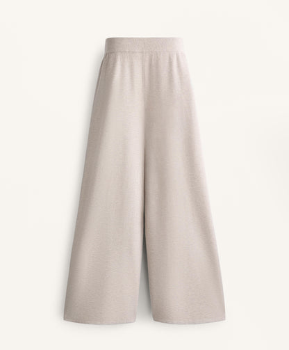 Wide straight-leg piqu¨¦ knit trousers