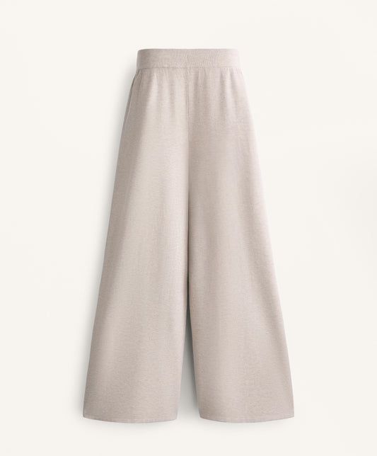 Wide straight-leg piqu¨¦ knit trousers