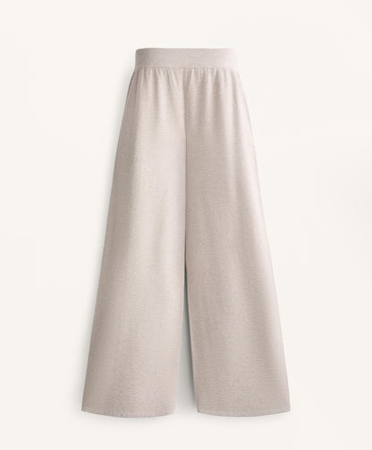 Wide straight-leg piqu¨¦ knit trousers