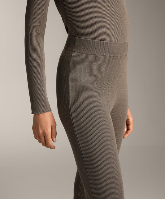 Flare knit rib trousers
