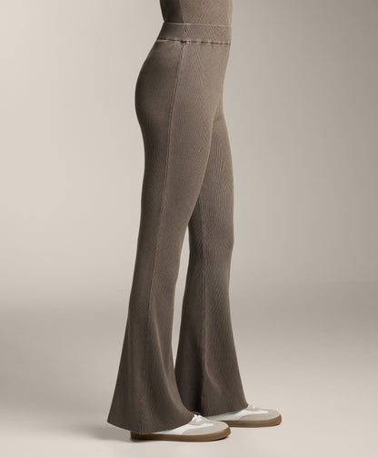 Flare knit rib trousers