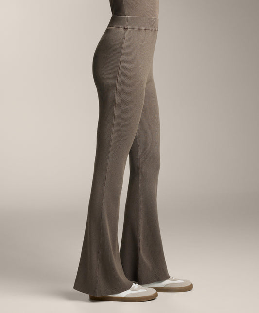 Flare knit rib trousers