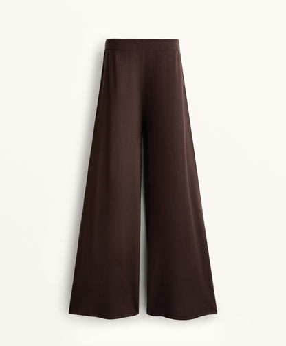 Wide leg straight knit trousers
