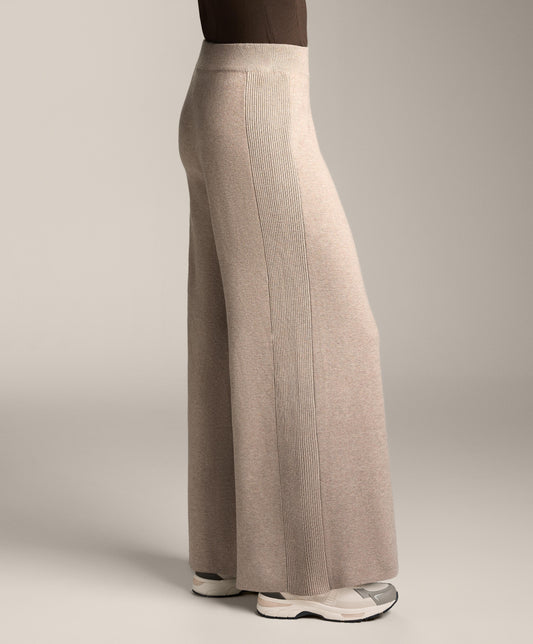 Wide leg knit trousers with side rib