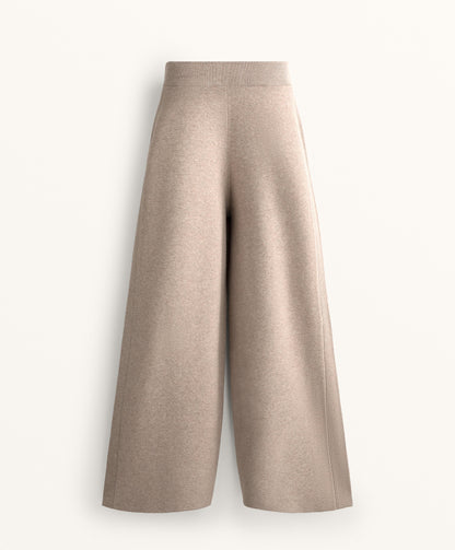 Wide leg knit trousers with side rib