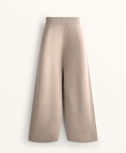 Wide leg knit trousers with side rib