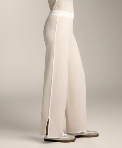 Contrast piping straight leg knit trousers