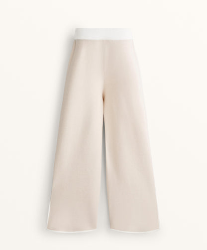 Contrast piping straight leg knit trousers