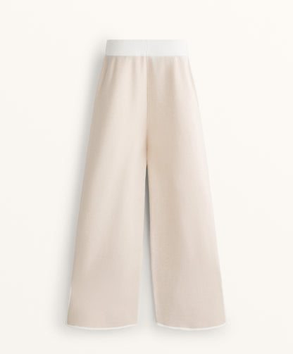 Contrast piping straight leg knit trousers