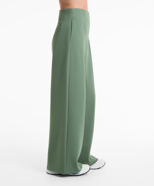 Super high rise piqu¨¦ long trousers with cotton