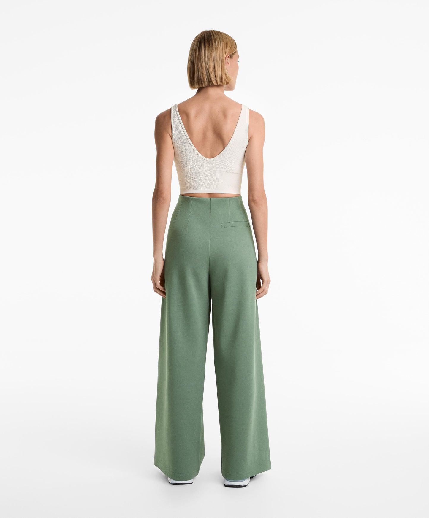 Super high rise piqu¨¦ long trousers with cotton