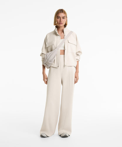 Super high rise piqu¨¦ long trousers with cotton