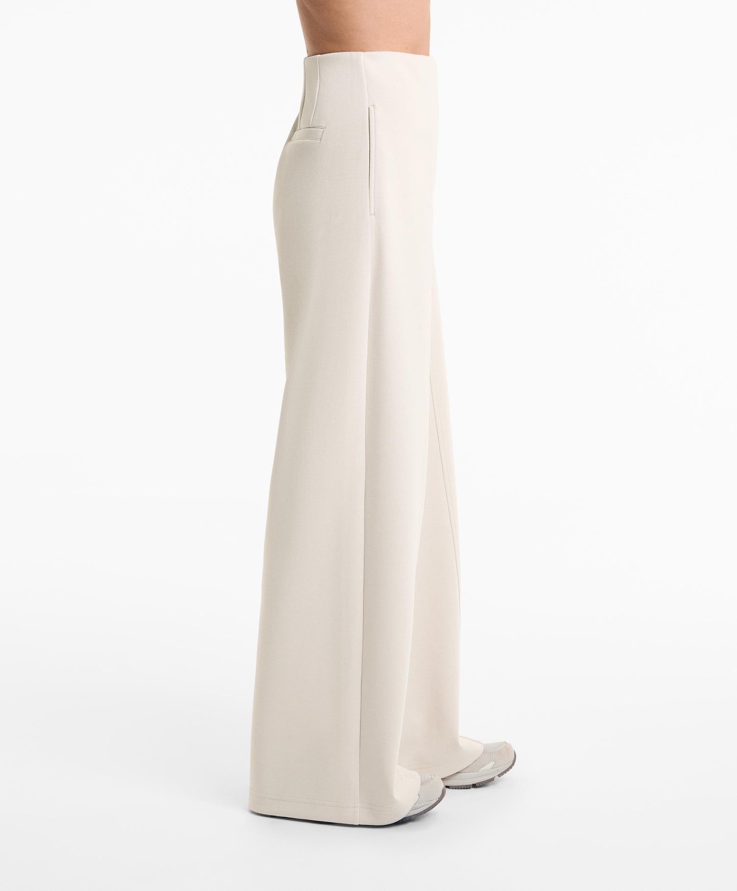 Super high rise piqu¨¦ long trousers with cotton