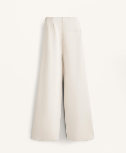 Super high rise piqu¨¦ long trousers with cotton