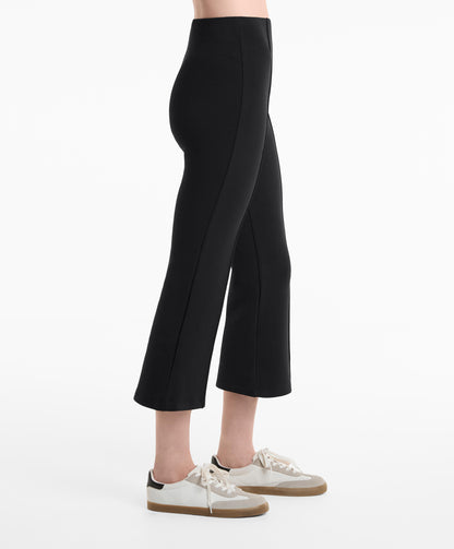 Cotton blend seam detail flare capri trousers