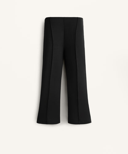 Cotton blend seam detail flare capri trousers