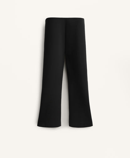 Cotton blend seam detail flare capri trousers